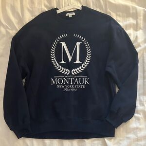Garage Oversized Graphic Crewneck Sweatshirt in Navy Montauk